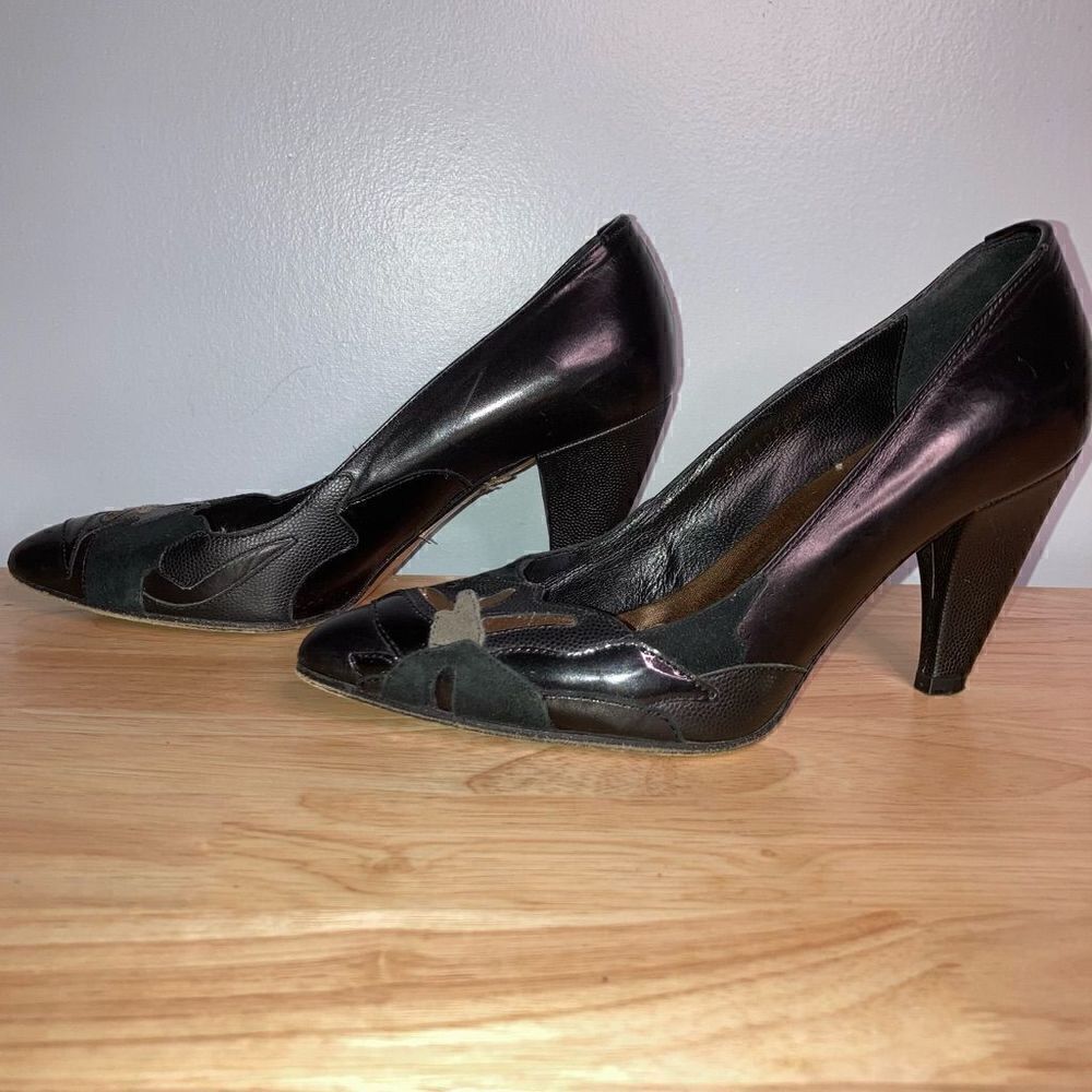 Hugo Boss, Mixed Media Patchwork Pumps Suede, Patent & Smooth Leather Women’s 36 - Picture 5 of 12
